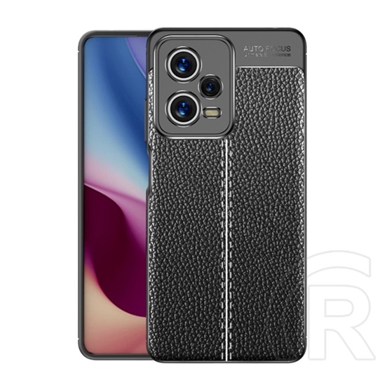 Gigapack Xiaomi Redmi Note 12 Pro szilikon telefonvédő (közepesen ütésálló, bőr hatású, varrás minta) fekete
