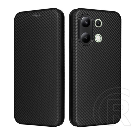 Gigapack Xiaomi Redmi Note 13 4G tok álló, bőr hatású (flip, oldalra nyíló, asztali tartó, karbon minta) fekete