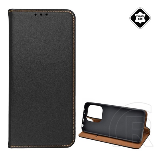 Gigapack Xiaomi Redmi Note 13 4G tok álló, valódi bőr (flip, oldalra nyíló, asztali tartó) fekete