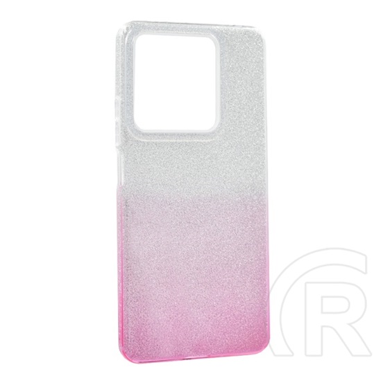 Gigapack Xiaomi Redmi Note 13 5G szilikon telefonvédő (műanyag belső, csillogó hátlap) átlátszó/rózsaszín