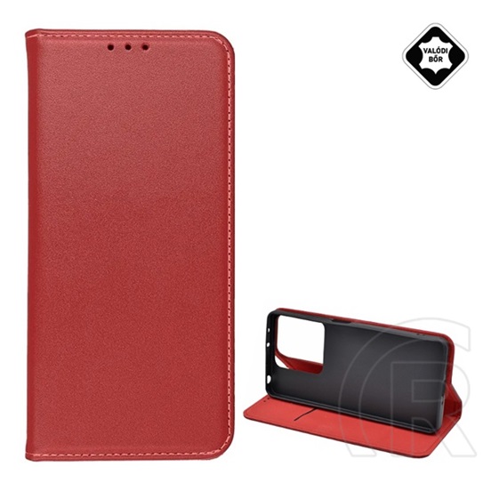 Gigapack Xiaomi Redmi Note 13 5G tok álló, valódi bőr (flip, oldalra nyíló, asztali tartó) burgundy