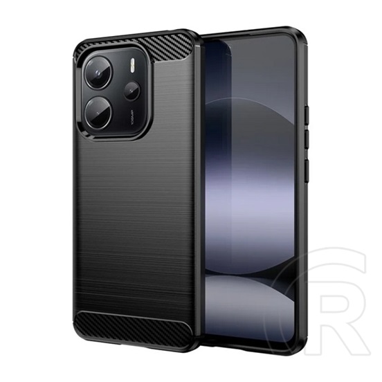 Gigapack Xiaomi Redmi Note 14 4G szilikon telefonvédő (ütésállóság, légpárnás sarok, szálcsiszolt, karbon minta) fekete