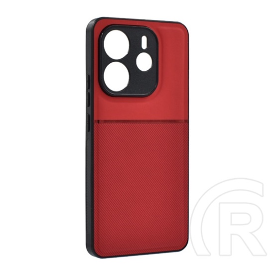 Gigapack Xiaomi Redmi Note 14 4G szilikon telefonvédő (ütésállóság, mágneses, bőr hatású hátlap, csíkos) piros