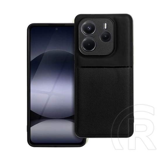 Gigapack Xiaomi Redmi Note 14 5G  szilikon telefonvédő (ütésállóság, mágneses, bőr hatású hátlap, csíkos) fekete