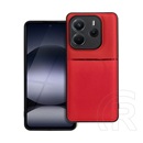 Gigapack Xiaomi Redmi Note 14 5G  szilikon telefonvédő (ütésállóság, mágneses, bőr hatású hátlap, csíkos) piros