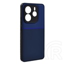 Gigapack Xiaomi Redmi Note 14 5G  szilikon telefonvédő (ütésállóság, mágneses, bőr hatású hátlap, csíkos) sötétkék