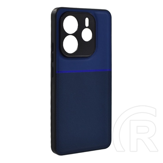 Gigapack Xiaomi Redmi Note 14 5G  szilikon telefonvédő (ütésállóság, mágneses, bőr hatású hátlap, csíkos) sötétkék