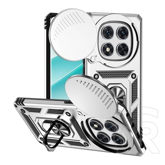 Gigapack Xiaomi Redmi Note 14 Pro 4G defender szilikon telefonvédő (ütésállóság, tartógyűrű, kameravédő) ezüst