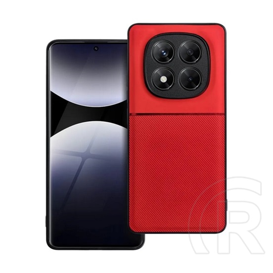Gigapack Xiaomi Redmi Note 14 Pro 4G szilikon telefonvédő (ütésállóság, mágneses, bőr hatású hátlap, csíkos) piros