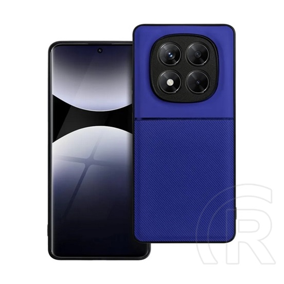 Gigapack Xiaomi Redmi Note 14 Pro 4G szilikon telefonvédő (ütésállóság, mágneses, bőr hatású hátlap, csíkos) sötétkék