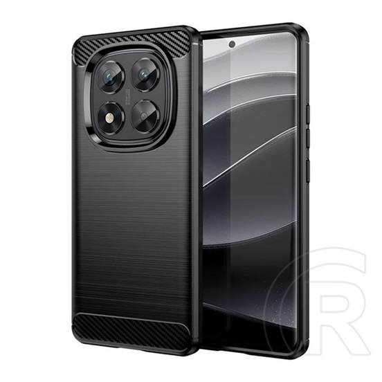 Gigapack Xiaomi Redmi Note 14 Pro 5G szilikon telefonvédő (ütésálló, légpárnás sarok, szálcsiszolt, karbon minta) fekete
