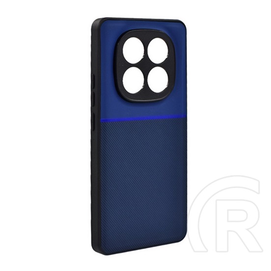Gigapack Xiaomi Redmi Note 14 Pro 5G szilikon telefonvédő (ütésállóság, mágneses, bőr hatású hátlap, csíkos) sötétkék