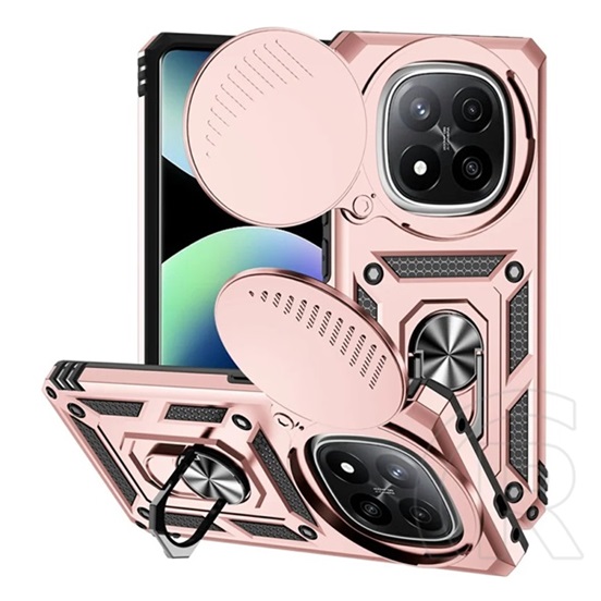 Gigapack Xiaomi Redmi Note 14 Pro Plus 5G defender szilikon telefonvédő (ütésállóság, tartógyűrű, kameravédő) rozéarany