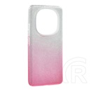 Gigapack Xiaomi Redmi Note 14 Pro Plus 5G szilikon telefonvédő (műanyag belső, csillogó hátlap) átlátszó/rózsaszín