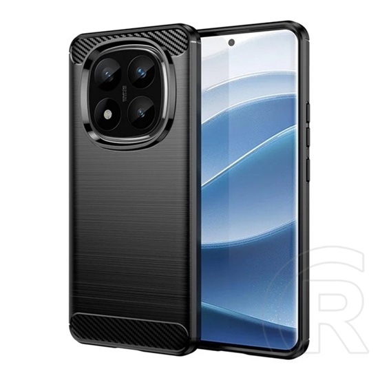 Gigapack Xiaomi Redmi Note 14 Pro Plus 5G szilikon védő (ütésálló, légpárnás sarok, szálcsiszolt, karbon minta) fekete