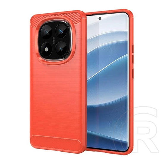 Gigapack Xiaomi Redmi Note 14 Pro Plus 5G szilikon védő (ütésálló, légpárnás sarok, szálcsiszolt, karbon minta) piros