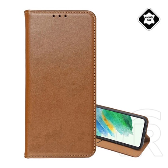 Gigapack Xiaomi Redmi Note 15 5G tok álló, valódi bőr (flip, oldalra nyíló, asztali tartó) világosbarna
