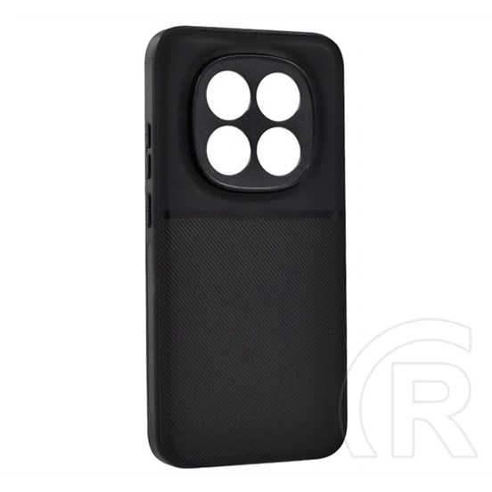 Gigapack Xiaomi Redmi Note 15 Pro 5G szilikon telefonvédő (ütésállóság, mágneses, bőr hatású hátlap, csíkos) fekete