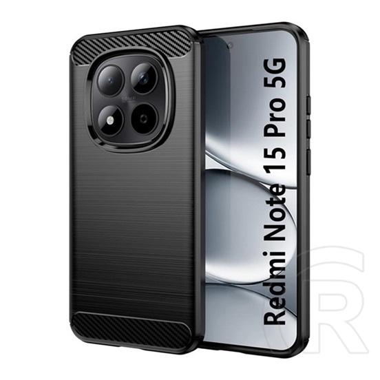 Gigapack Xiaomi Redmi Note 15 Pro 5G szilikon védő (ütésállóság, légpárnás sarok, szálcsiszolt, karbon minta) fekete