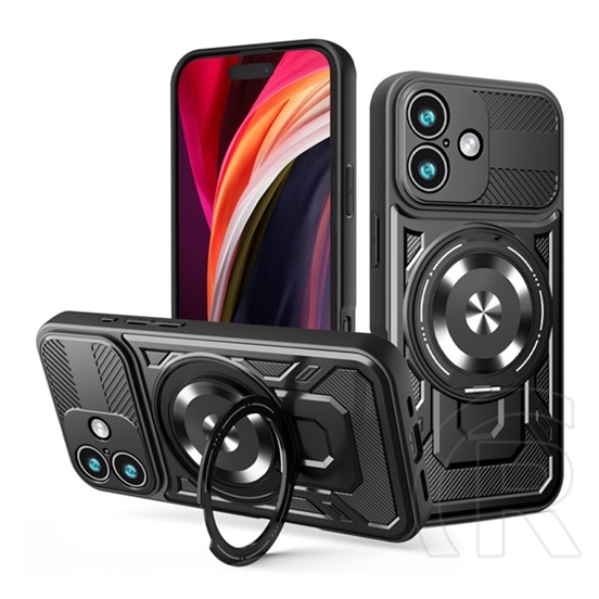 Gigapack Xiaomi Redmi Note 15 Pro Plus 5G defender szilikon telefonvédő (ütésállóság, tartógyűrű, mágneses) fekete