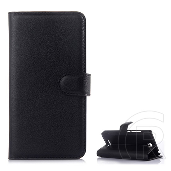 Gigapack Xiaomi Redmi Note 2  tok álló, bőr hatású (Flip, oldalra nyíló, asztali tartó funkció, prémium) fekete