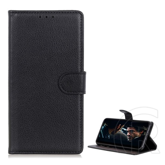 Gigapack Xiaomi Redmi Note 9S tok álló, bőr hatású (Flip, oldalra nyíló, asztali tartó funkció, prémium) fekete