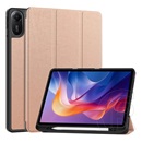 Gigapack Xiaomi Redmi Pad 2 tok álló, bőr hatású (flip, trifold, asztali tartó, ceruza tartó) rozéarany