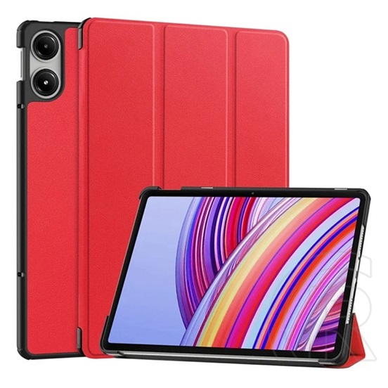 Gigapack Xiaomi Redmi Pad Pro tok álló, bőr hatású (aktív flip, oldalra nyíló, trifold, asztali tartó) piros