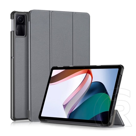 Gigapack Xiaomi Redmi Pad SE tok álló, bőr hatású (aktív flip, oldalra nyíló, trifold, asztali tartó) sötétszürke