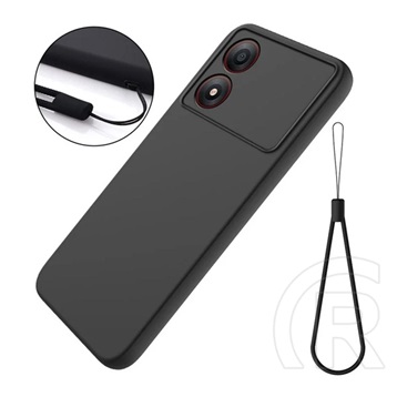 Gigapack ZTE Blade A34 szilikon telefonvédő (matt, mikrofiber plüss karcolásmentesítő belső, prémium + kézpánt) fekete