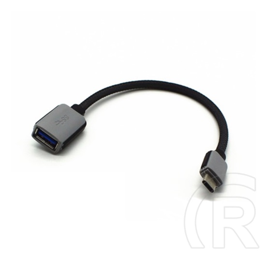 Gigapack adapter kábel (usb aljzat - type-c, otg, adatátvitel és töltés, 20cm) fekete