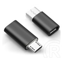 Gigapack adapter (microusb aljzat - type-c, adatátvitel és töltés) fekete