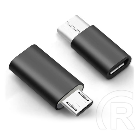 Gigapack adapter (microusb aljzat - type-c, adatátvitel és töltés) fekete