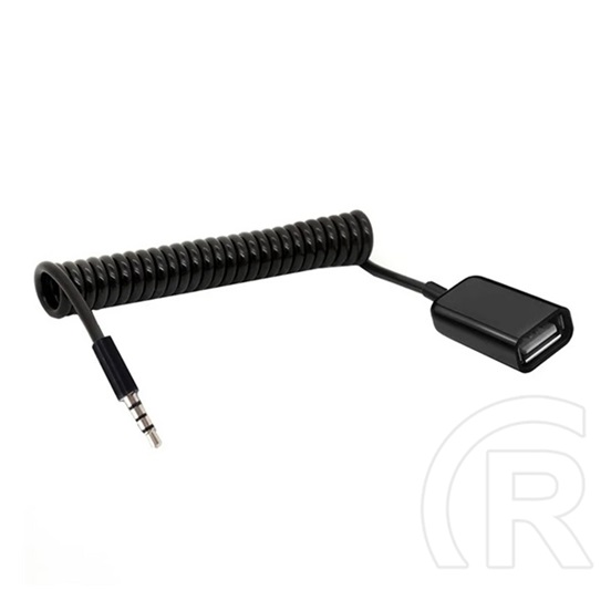 Gigapack audió adapter kábel (usb aljzat - 3.5mm jack, otg, spirálkábel) fekete