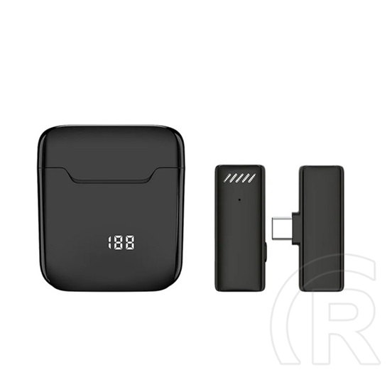 Gigapack bluetooth mikrofon 2db (type-c, lavalier csíptethető, aktív zajszűrő + töltőtok) fekete
