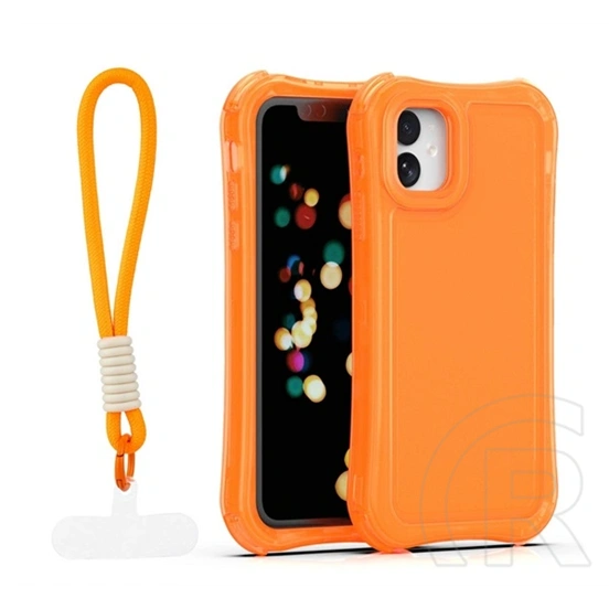 Gigapack iPhone 11 szilikon telefonvédő (ütésállóság, légpárnás sarok, műanyag hátlap + kézpánt) narancssárga