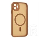 Gigapack iPhone 11 szilikon telefonvédő (ütésállóság, matt, műanyag hátlap, kameravédő, magsafe) világosbarna