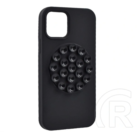 Gigapack iPhone 12 Pro szilikon telefonvédő (matt, kameravédő, tapadókorong) fekete