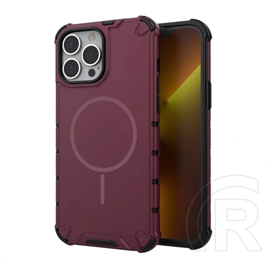 Gigapack iPhone 13 Pro defender műanyag telefonvédő (ütésállóság, légpárnás sarok, matt, szilikon belső, magsafe) lila