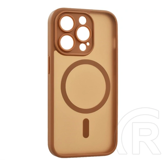 Gigapack iPhone 14 Pro szilikon telefonvédő (ütésállóság, matt, műanyag hátlap, kameravédő, magsafe) világosbarna
