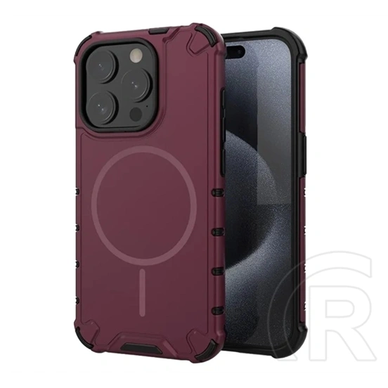 Gigapack iPhone 15 Pro defender műanyag telefonvédő (ütésállóság, légpárnás sarok, matt, szilikon belső, magsafe) lila
