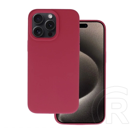 Gigapack iPhone 15 Pro szilikon telefonvédő (matt, mikrofiber plüss karcolásmentesítő belső, prémium) burgundy