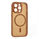 Gigapack iPhone 15 Pro szilikon telefonvédő (ütésállóság, matt, műanyag hátlap, kameravédő, magsafe) világosbarna