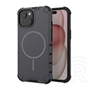 Gigapack iPhone 15 defender műanyag telefonvédő (ütésálló, légpárnás sarok, matt, szilikon belső, magsafe) sötétszürke