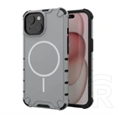 Gigapack iPhone 15 defender műanyag telefonvédő (ütésálló, légpárnás sarok, matt, szilikon belső, magsafe) világosszürke