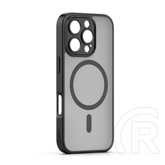 Gigapack iPhone 16 Pro Max szilikon telefonvédő (ütésállóság, matt, műanyag hátlap, kameravédő, magsafe) fekete
