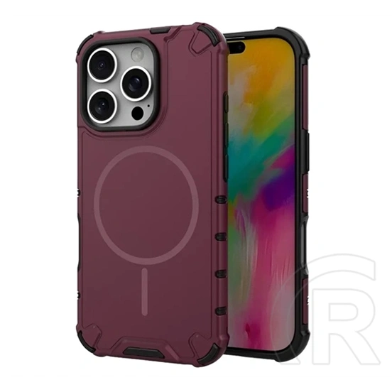 Gigapack iPhone 16 Pro defender műanyag telefonvédő (ütésállóság, légpárnás sarok, matt, szilikon belső, magsafe) lila