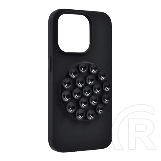 Gigapack iPhone 16 Pro szilikon telefonvédő (matt, kameravédő, tapadókorong) fekete