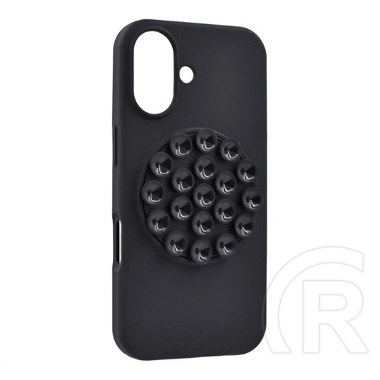 Gigapack iPhone 16 szilikon telefonvédő (matt, kameravédő, tapadókorong) fekete