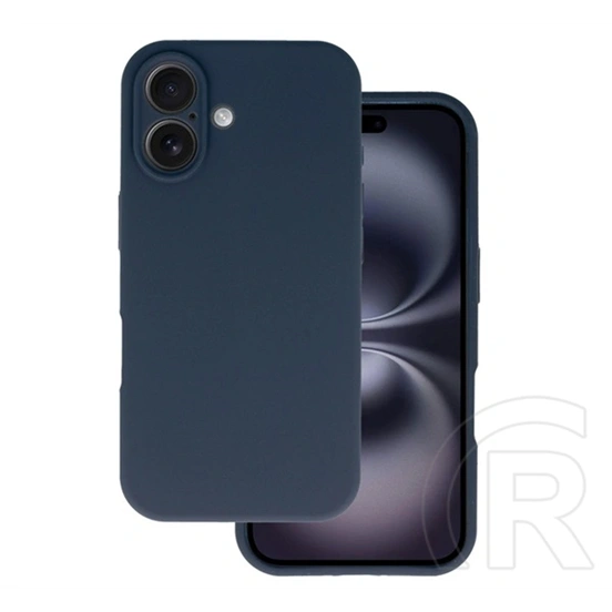 Gigapack iPhone 16 szilikon telefonvédő (matt, mikrofiber plüss karcolásmentesítő belső, prémium) sötétkék